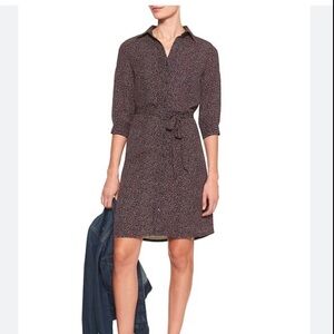 Banana Republic navy, cream, maroon button down shirt dress with tie Size XS